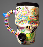 Skull Pipe Mug decorated sharpie